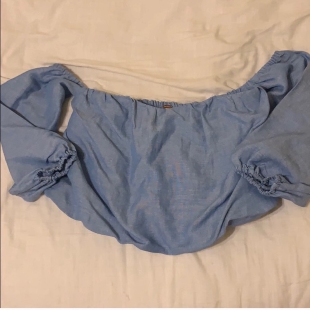 Free People Chambray Off The Shoulder Blouse